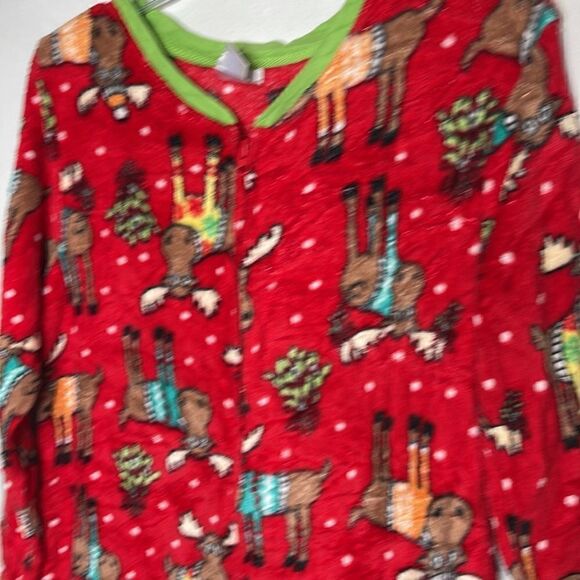 Moose Holiday Flap Back PJ’s “Meet Me Under The Mooseltoe Onesie Pajamas. Sz M. - Picture 3 of 10
